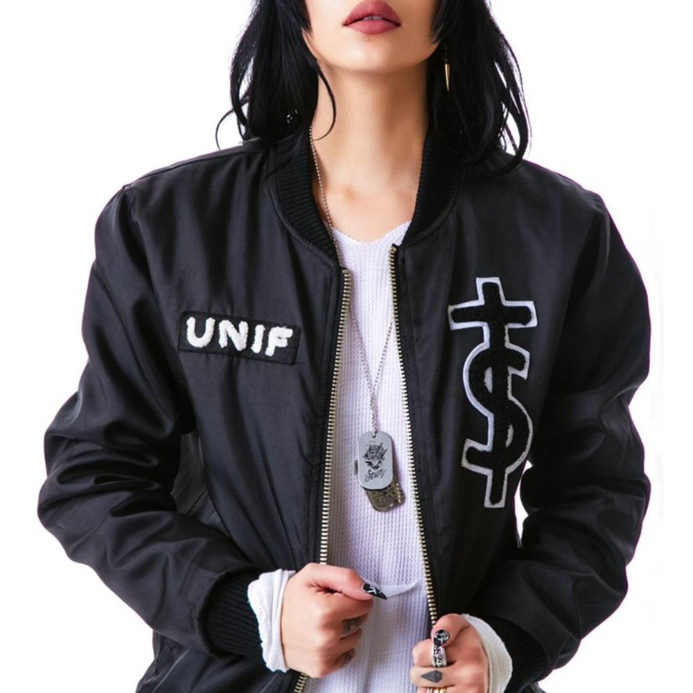 UNIF RARE Jesus Saves I Spend Black Bomber Jacket Size XL Unisex